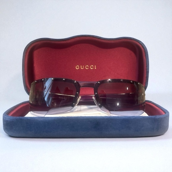 Gucci Purple Framed  Silver Studded Sunnies /full set - Picture 2 of 8